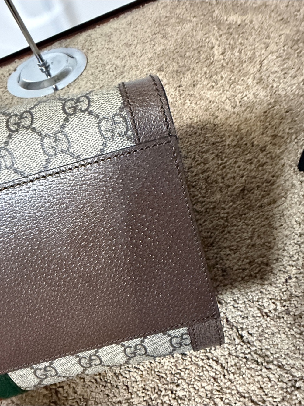 Gucci Brown GG Supreme Tote with Green and Red Web Stripe - Picture 5 of 10